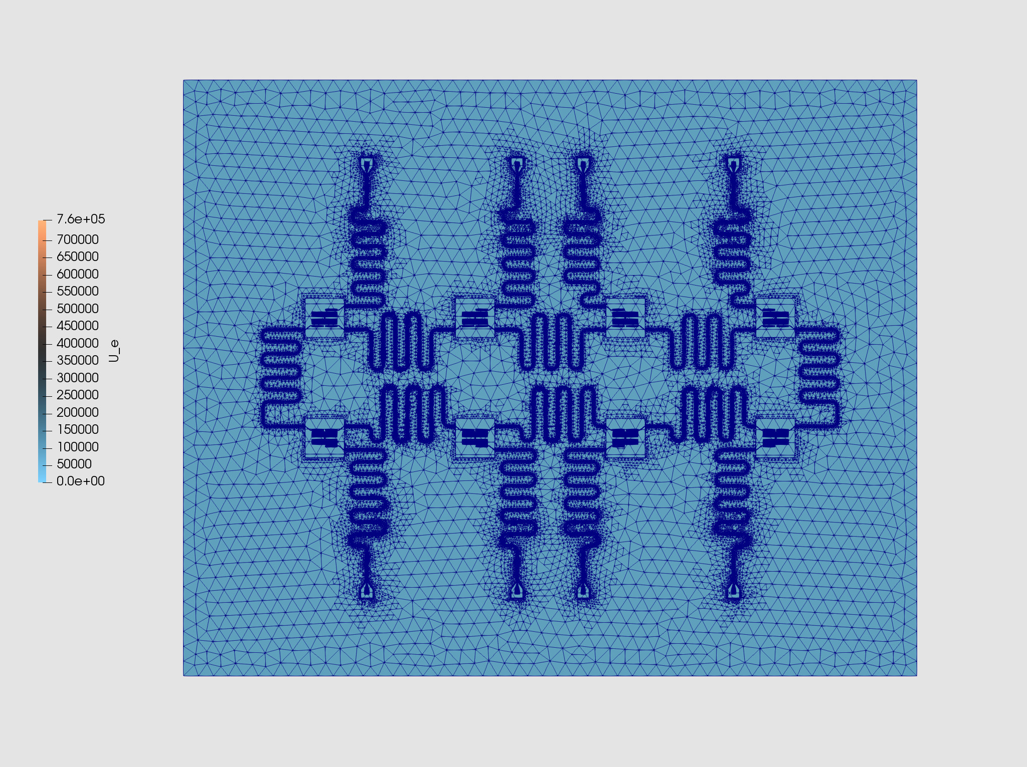Eigenmodes of an 8-Qubit Superconducting Chip